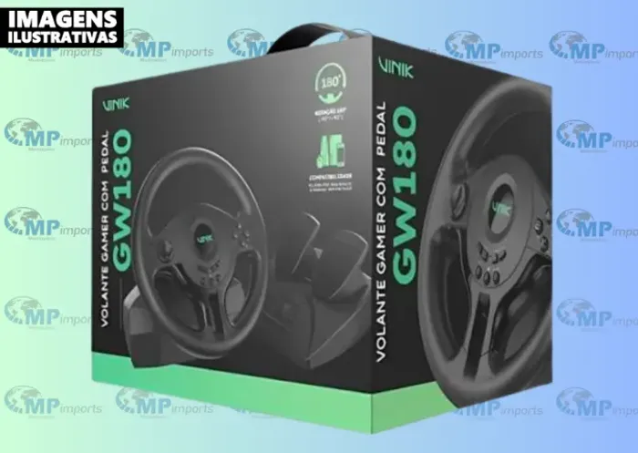 Loja MP Imports: Volante Gamer Vinik Com Pedal Gw180 Para PC / Ps4 / XBOX / Switch