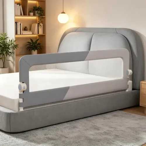Grade Proteção Dobrável Ajustável De Cama Bebê e Idosos 120x70cm