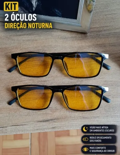 Kit 2 Óculos Direção Noturna Antirreflexo Lentes Amarelas Conforto e Segurança ao Dirigir!
