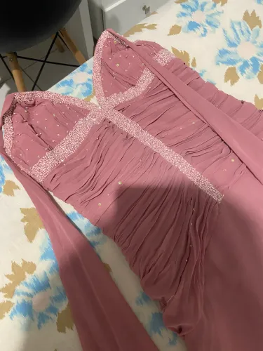 Vestido Longo Rose com Pedrarias/ Novo
