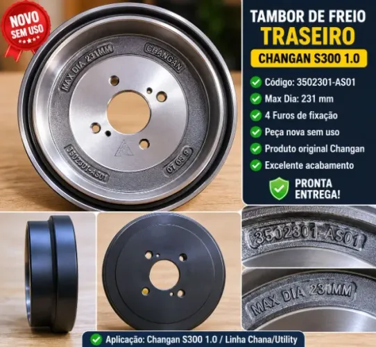 Par de Tambor de freio traseiro novo para Changan/Chana S300