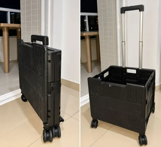 Carrinho Multiuso Dobrável com Tampa Artiko Lift Reforçado Cor Preta