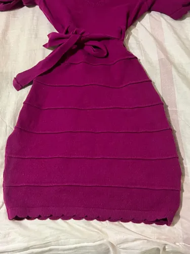 Vestido de Tricô Feminino Rosa escuro com Amarração