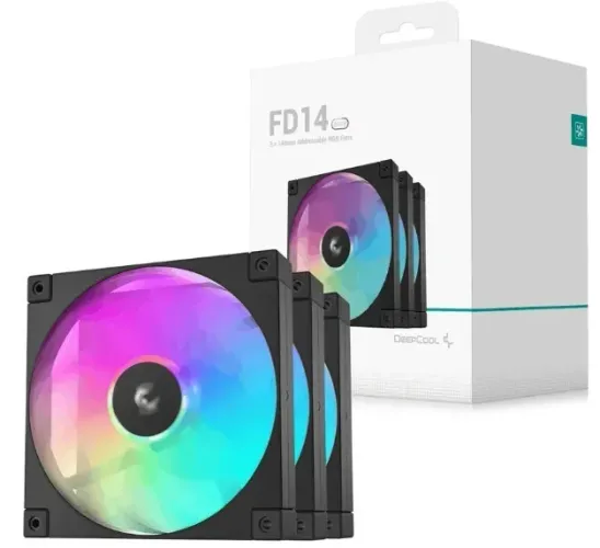Kit Novo - Fan Cooler DeepCool FD14 140mm (3 unidades) ARGB Ventoinha Gabinete