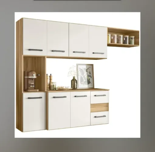 Armário de Cozinha 180cm 7 Portas 2 Gavetas