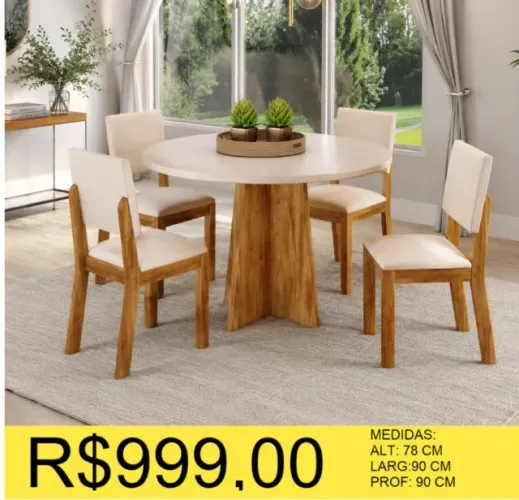 CONJUNTO DE MESA COM CADEIRAS A PRONTA-ENTREGA
