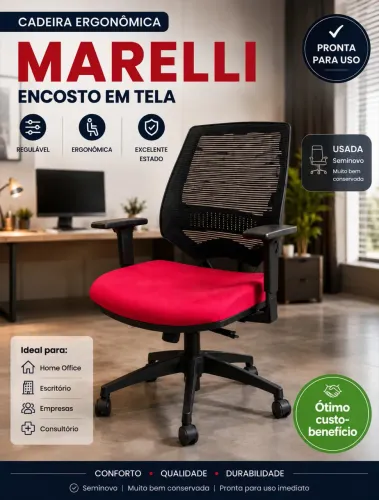 Cadeira Ergonômica Marelli com Encosto em Tela Regulável para Escritório e Home Office