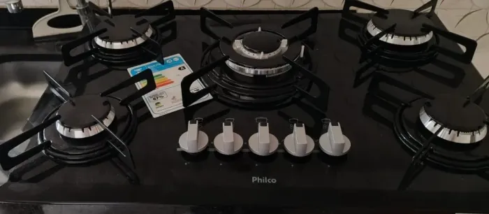 Cooktop 5 Bocas Philco Cook Chef 5 TC à Gás - GLP Preto Tripla-chama Cook Chef 5 TC