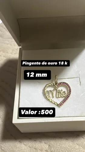 Pingente em ouro 18 k com detalhes em pedra zircônia rose