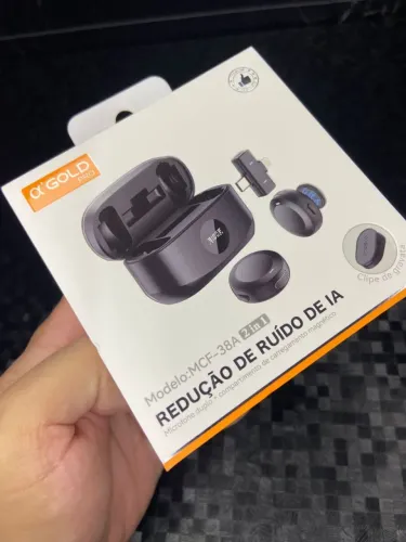 Microfone de lapela duplo - entrada Type-C ou Lightning