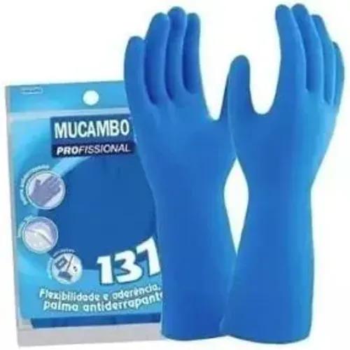 Luva de mão plástica azul tamanho g