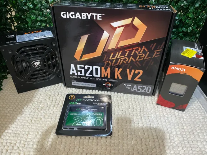 Kit Ryzen 5 5500 + A520M + Fonte 600W + SSD 240GB