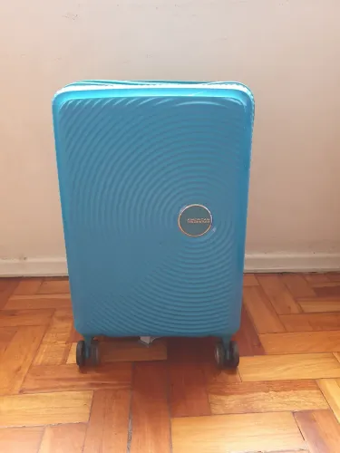MALA AMERICAN TOURISTER SOUNDBOX AZUL RODAS 360 CADEADO TSA ( SEM ALÇA SUPERIOR )