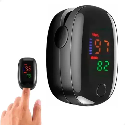 Oxímetro Digital de Dedo Portátil Medidor de Saturação e Batimentos Cardíacos LED