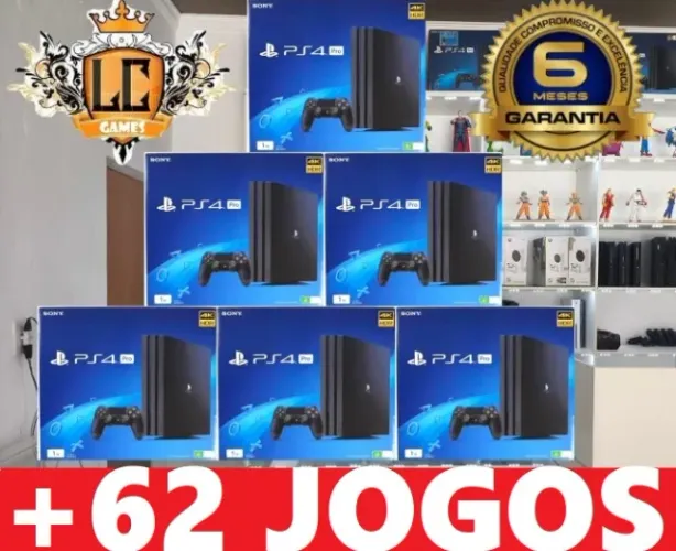 PS4 PRO 1TBº 4K COM: 62 JOGOS + O6 MESES GARANTIA + BRINDES ( LOJA FISICA )