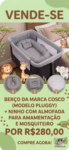 Berço Cosco pluggy + ninho e almofada de amamentação