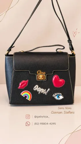 Bolsa Preta couro Carmen Steffens