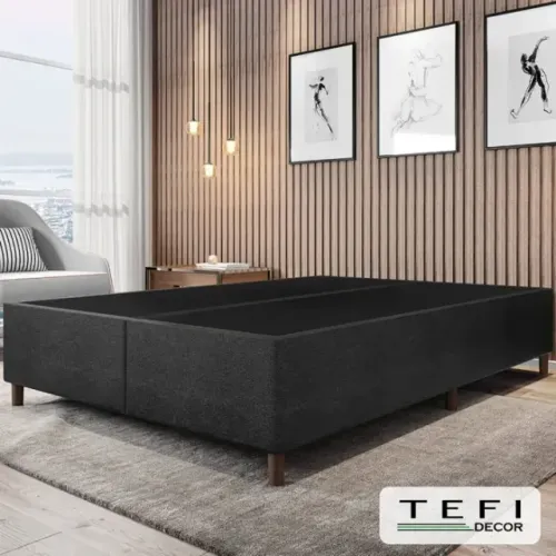 Cama Base Box Casal Preto Granito