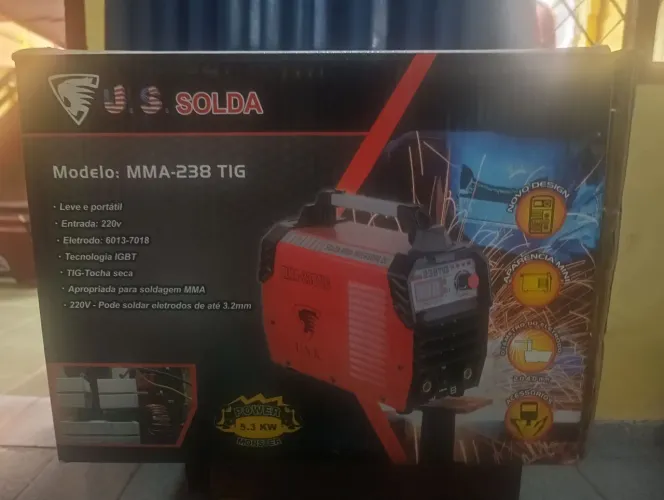 Máquina de Solda Inversora U.S.K. MMA-238 TIG - Completa na Caixa + Eletrodos