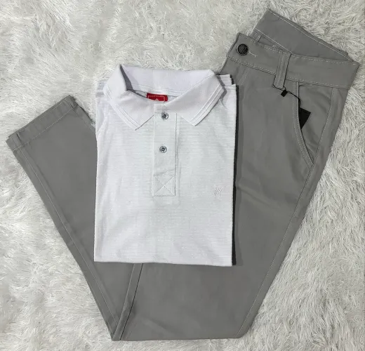 Kit Calça Sarja e Camisa Polo