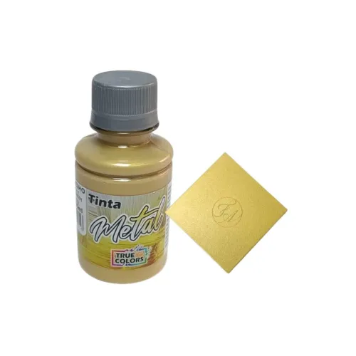 Tinta PVA Metalizada 100ml True Colors Ouro Velho Artesanato Para MDf Eva Papel Etc
