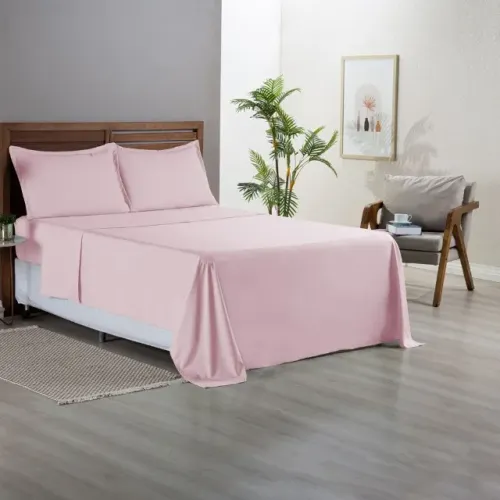 Jogo de Cama Queen 4 Peças Rosa