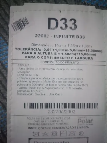 Vendo colchão de casal novo D 33 10 a 15 anos de garantia de espuma