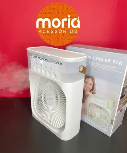 Ventilador Umidificador Portátil Com Led Reservatório de Agua e Difusor de Essências
