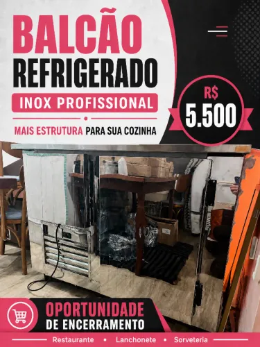 Balcão refrigerado inox - oportunidade de encerramento