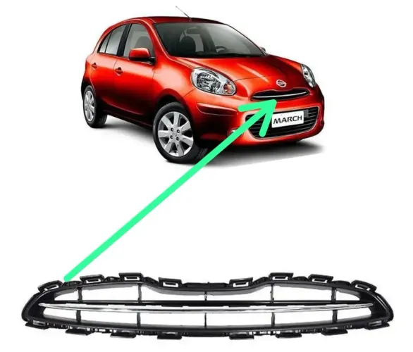 Grade do radiador Nissan March 2010 a 2014 Sem Friso Cromado