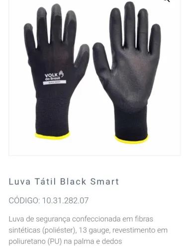 Luva tátil Black (mecânico,entregador) Tamanho P e M. Pacote com 12 pares.