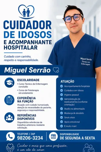 Cuidador profissional com experiência comprovada e referências 