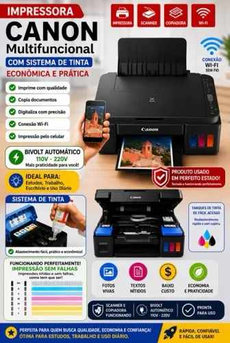 Impressora Multifuncional Canon G3110 / G3111 - Tanque com WIFI - Funcionando