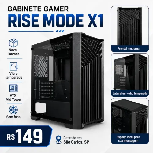 Gabinete Gamer Rise Mode X1 ATX Vidro Temperado Novo Lacrado