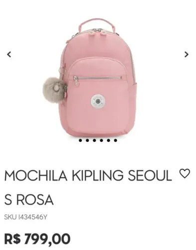 Mochila kipling Seoul S tamanho pequena
