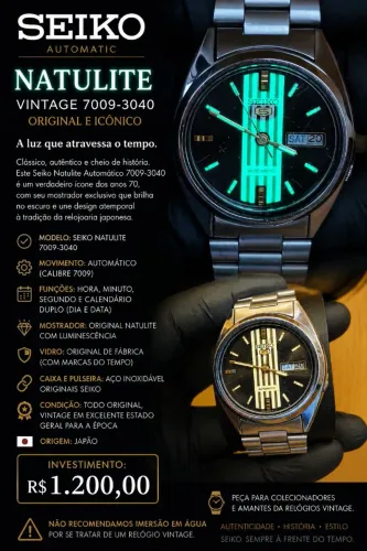 Relógio seiko natulite * vintage
