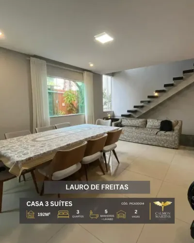 CASA DUPLEX, 3 SUÍTES, 192M², EM LAURO DE FREITAS