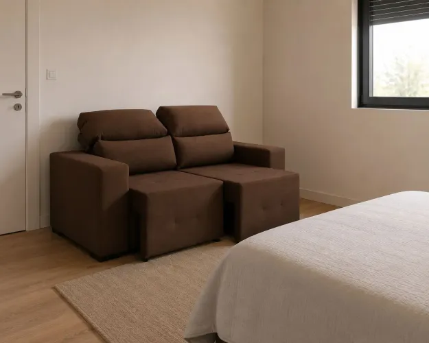 Sofá 2 Lugares Preto Retrátil Reclinável 140cm Design Moderno Assento Retrátil