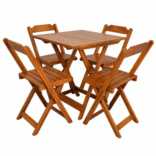 Kit de mesa 70x70 e 4 cadeiras (não é feita de palete. Madeira original)