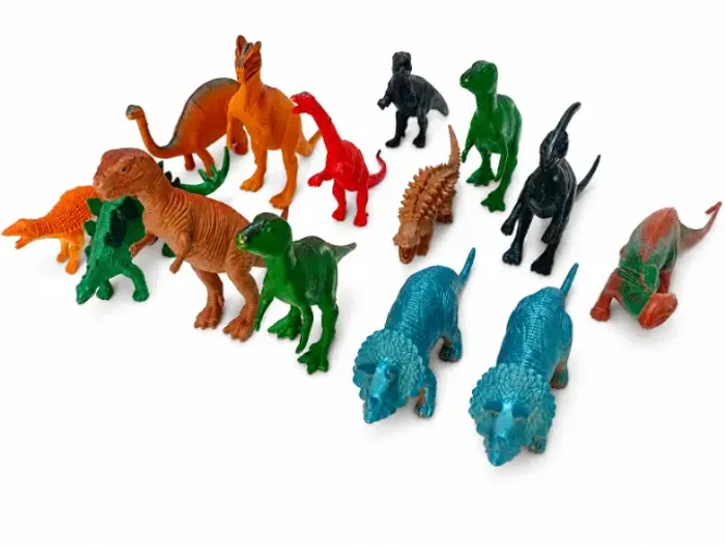 Coleção 14 miniaturas de dinossauros variados anos 90