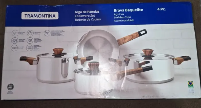 Jogo de Panelas, Tramontina, Inox, 4 Peças lacrado