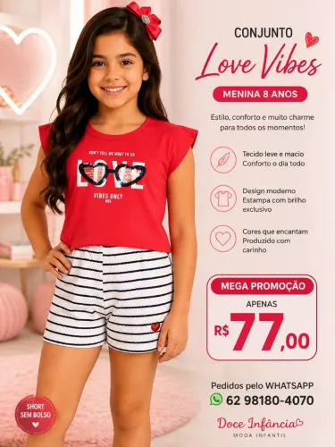 CONJUNTO BLUSA E SHORT 8 ANOS MARISOL 