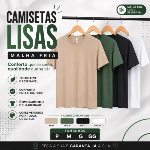 Camiseta lisa em malha fria