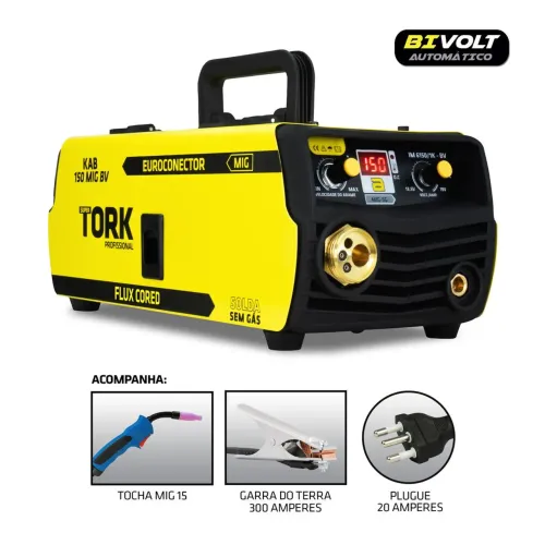 Máquina Inversor Solda Mig Sem Gás 150A Bivolt 2 Arames 1Kg