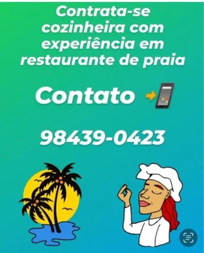Cozinheira para restaurante de praia *Litorãnea*