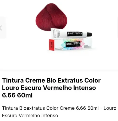 Tintura Bio Extratus Color Creme 6.66 60ml - Louro Escuro Vermelho Intenso