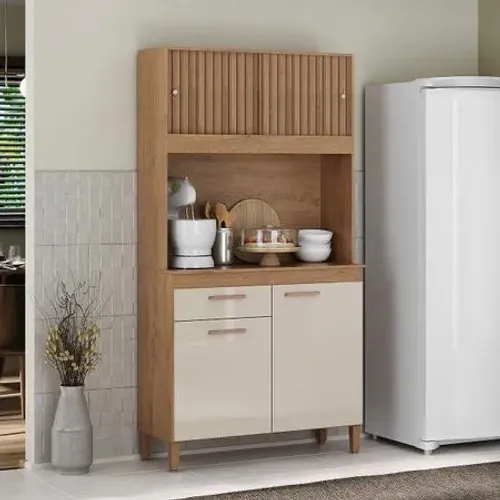 Armário de Cozinha com 4 Portas e Prateleiras - Novo