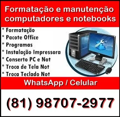 Formatação de computadores e notebooks em domicílio