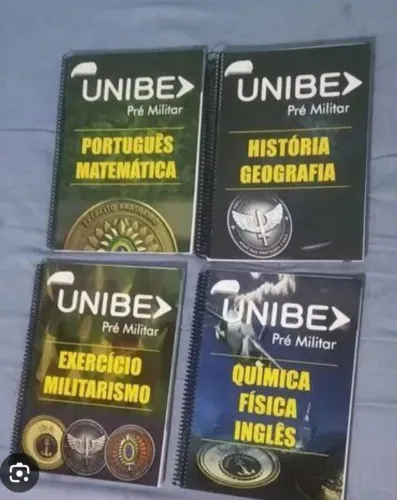 Livro apostilas UNIBE Pré-Militar, Português,  Matemática, História, Geografia, Exercício,
