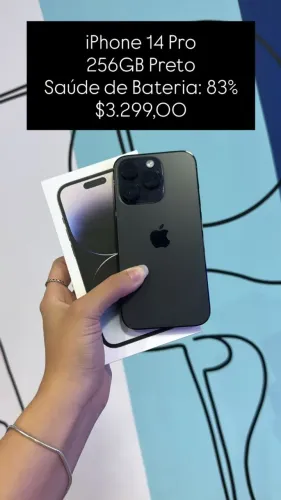 Iphone 14 Pro / 256GB  Preto / Saúde de Bateria: 83% / Original / Garantia / $3.299,00